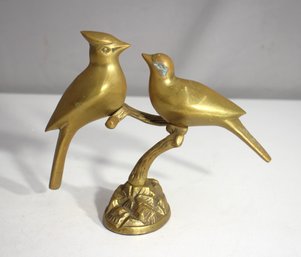 Brass Bird Figurine Pair On Branch  6.5' Height