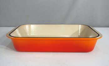 Vintage Le Creuset 15' X 10' Enameled Cast Iron Roasting Pan  Flame Orange