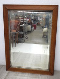 Antique Rectangular Wall Mirror With Wooden Frame