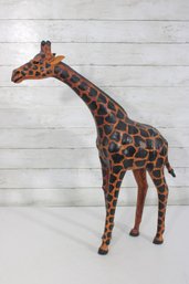 Handcrafted Giraffe Sculpture  26.5' Tall  Painted Safari Animal Decor Figure