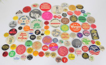 #3-Large Lot Vintage Pinback Buttons  Political, Humor, Counterculture & Novelty Pins