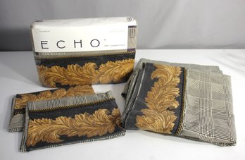 Echo For Revman Full Sheet Set - Luxurious 100% Combed Cotton With Baroque Leaf Design