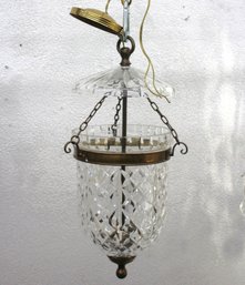 Vintage Waterford Crystal Pendant Lantern With Brass Accents