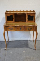 French Provincial Secretary Desk With Green Leather Top