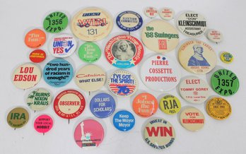 #6-Vintage Political & Advertising Pinback Button Lot  Campaign, Union, Events