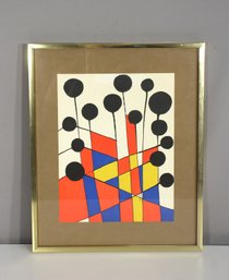 Framed Abstract Print In The Style Of Alexander Calder  17H X 14W