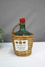 Vintage Woven Straw Wrapped 1 Gallon Bottle - Label 1972 Rose From Juan Hernandez