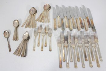 Insico Stainless Flatware Partial Set  Vintage Gold Tone Handle Knives, Forks & Spoons Lot