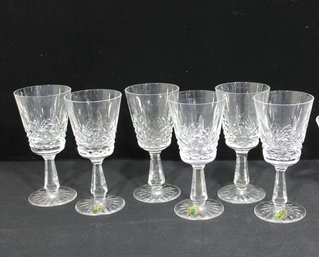 Set Of 6 Waterford Crystal Wine Glasses  6' Tall  Cut Crystal Stemware W/ Seahorse Mark