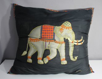 Jim Thompson Thai Silk Elephant Pillow 32' X 30' - Exquisite Embroidered Decorative Cushion