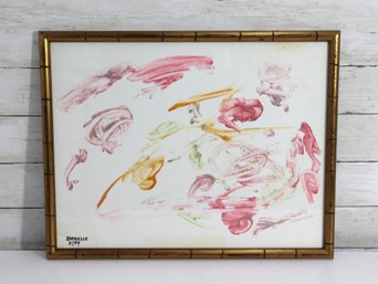 Original Abstract Art Painting Signed Isabelle 5/94  Framed Modern Expressionist Style  16 X 20.5