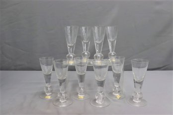 Set Of 10 Ceramics And Glass Flute Glasses Made  For Weil In Portugal