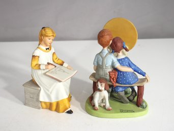 Lot Of 2 Collectible Porcelain Figurines  Norman Rockwell & Franklin Mint