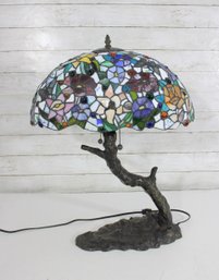 25' Tiffany-Style Tree Branch Table Lamp  - Floral Shade