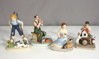 Lot Of 4 Collectible Porcelain Figurines  Norman Rockwell & Franklin Mint