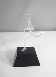 Victor Meyers Signed Glass Sculpture Sprinter  7' Art Figurine On Base, 2000