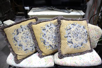 Three (3) Exquisite Embroidered Decorative Pillows-21' X 21'