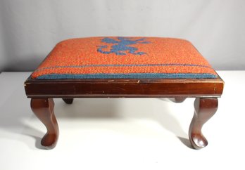 Vintage Bombay  Needlepoint Footstool With Lion Motif-17'x12'