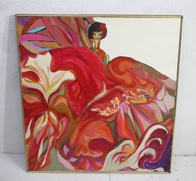 Joanne Cooper  1964 Signed Original Oil Painting  Vibrant Abstract Figurative  36.5 X 35