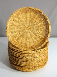 Set Of 10 Wicker Bread Baskets - 10' Round Rustic Tableware