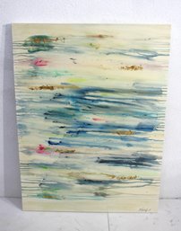 Large Signed Abstract Mixed Media Painting  Madalyn 2017  48 X 36