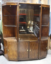 Mid-Century Modern Lighted Display Wall Unit