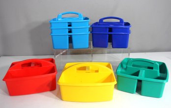 Colorful Plastic Utility Tote Caddies  Multi-Compartment Organizers For Tools, Art Supplies & More!