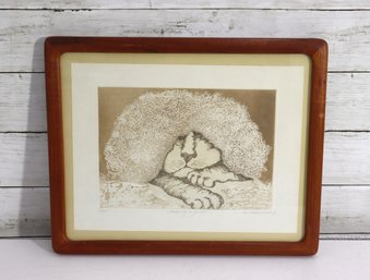 Carol Travers Lummus Signed Etching  Mediocrity Is Genuine  1979  Framed 12 X 15