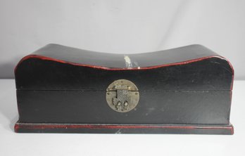 Vintage Black Lacquered Wooden Storage Box   20'