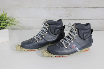 #10-Vintage Alpina Control System Boots  Blue Leather  Size 38  Retro Ski/Hiking Boots