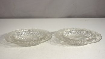 Pair Of 7 Round Cut Glass Dessert Bowls  Vintage Elegant Tableware