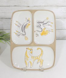 Glidden Pottery MCM Whimsical Animal Divided Relish Tray  12 X 9 Appetizer Platter