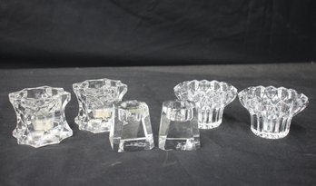 Collection Of 6 Crystal Candle Holders  Elegant Variety