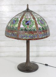 29' Tiffany-Style Mission Style Table Lamp  20' Round  Shade, Art Deco Design