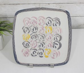 Glidden Pottery Mid-Century Modern Square Plate  9.5 X 9.5 Abstract Design