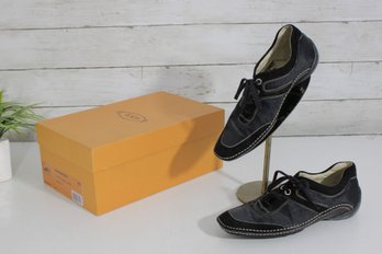 #13-Black Leather Comfort Loafers  Size 25.5  Lace-Up Walking Shoes W/ Box