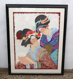 Mikulas Kravjansky Tea Party / Love Letter Mixed Media Intaglio Limited Edition 51.5' X 41' Framed