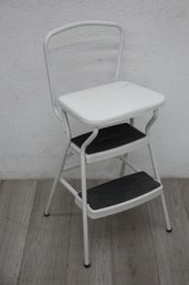 White KD Chair Step Stool With Lift Up Seat