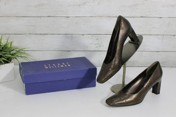 #14-Stuart Weitzman Metallic Bronze Pumps  Womens Size 9  Block Heel W/ Box