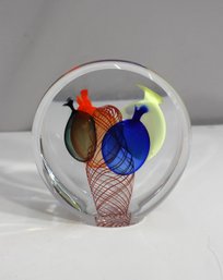 Signed Ozzaro Collection Studio Art Glass Sculpture  Handcrafted Modern Abstract, 7 Tall