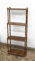 Vintage 4-Tier Wood & Brass Etagere Shelf  Elegant Decorative Display Stand 39.5'H X 16'W