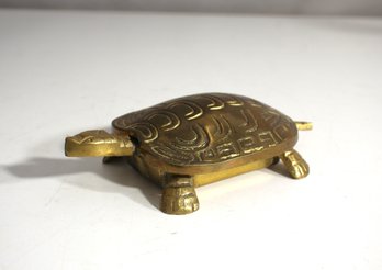 Vintage Brass Turtle Trinket Box - 6' Long