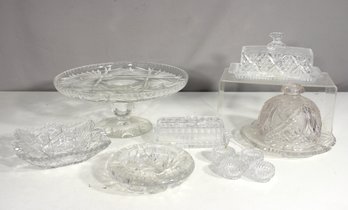 Vintage Cut Glass & Crystal Serving Pieces  Elegant Group Lot