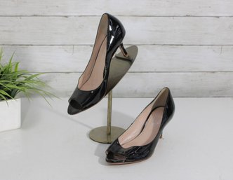 #16-Elie Tahari Black Patent Leather Pumps  Womens Size 38.5  Classic High Heels