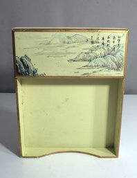 Vintage Asian-Inspired Decorative Wooden Desk Tray