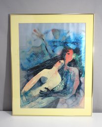 Framed Surrealist Abstract Painting - 30'H X 24'W