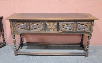 Vintage Kittinger Furniture Solid Wood Console Table / Sideboard  Carved Front, 72' Long