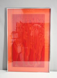 Optical Art Red Lenticular Print Of Girls - 36'H X 24'W