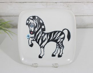Glidden Art Pottery Zebra Canap Plate  Mid-Century Modern 10' X 10' Appetizer Dish