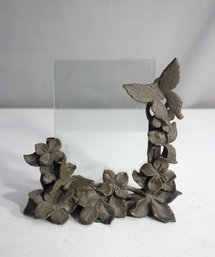 Floral And Butterfly Metal Photo Frame With Glass Inserts